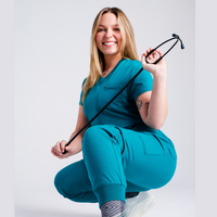 'Carly' Fitted V-Neck Top · Teal Breeze
