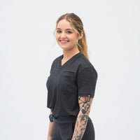 'Van' Relaxed Fit V-Neck Top · Charcoal