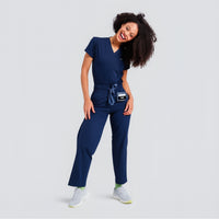 'Carly' Fitted V-Neck Top · Navy