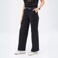 'Elizabeth' High-Waisted Cargo Wide-Leg Pants · Black